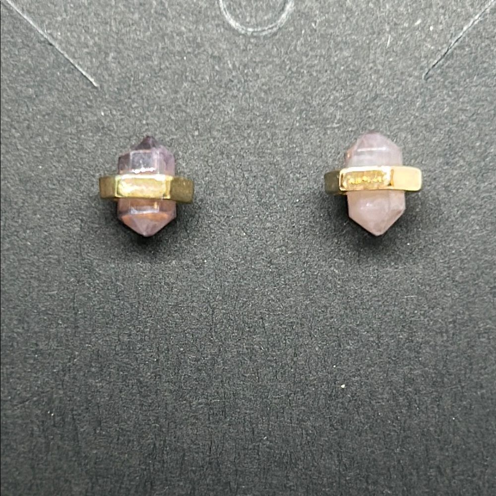 Gold and Purple Crystal Stud Earrings